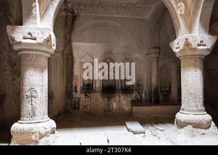 Goght, Armenien - 30. September 2023: Proshians' grabmal in Oberen Dschhamatun des Klosters Geghard im Oberen Azat-Tal. Geghard gehört zur UNESCO Stockfoto