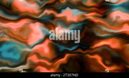 Welliger surrealer Aquarellhintergrund. Bewegung. Blinkende horizontale, mehrfarbige Streifen Stockfoto