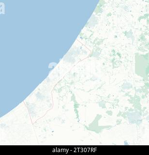 Karte des Gazastreifens, Israel, Karte und Grenzen, Reliefs und Seen. Straßen und Gebäude. Stockfoto