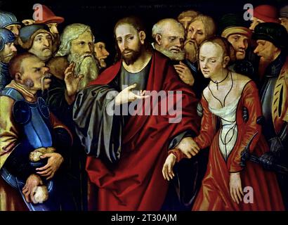 Christus und die Frau in Ehebruch von Cranach, Lucas der ältere (1472–1553) / Deutsch, Deutschland. Stockfoto