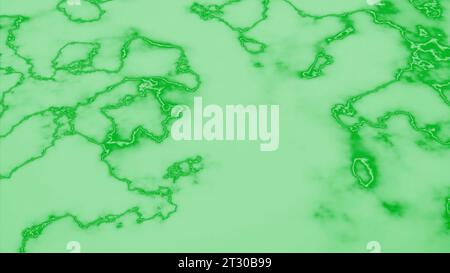 Gelbe und grüne verschüttete Tinte. Design. Leichte Benzinflecken in 3D-Animation, die funkeln. Stockfoto