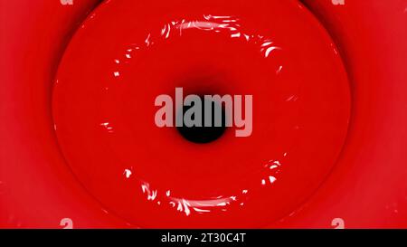 Gelber und roter heller Hintergrund im 3D-Format. Design. Ein helles Loch, das Schleim saugt. Stockfoto