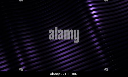 3D-Kurve auf gestreiftem Hintergrund mit Linien. Design. Wunderschöner Glanz von Wellen auf gestreiftem seidenem Hintergrund. Metallischer Glanz seidiger Linienwellen Stockfoto