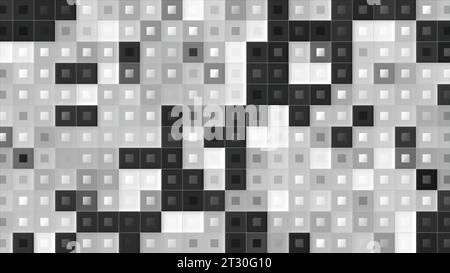 Monochrome Quadrate mit Punkten blinken. Bewegung. Retro-Stil blinkender Quadrate mit Punkten auf weißem Hintergrund. Spielhintergrund für Übergänge mit Stockfoto