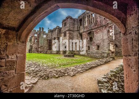 Raglan Castle, Wales, Großbritannien. Stockfoto