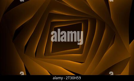 Roter und gelber Hintergrund. Design. Ein helles Portal im 3D-Format, das den Effekt von Hypnose erzeugt. Stockfoto