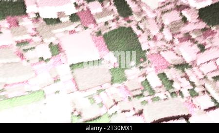 Geometrischer heller Hintergrund. Bewegung. Eine leichte Abstraktion aus Wänden und Rechtecken, die sich in verschiedene Richtungen bewegen. Stockfoto