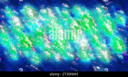 Blau und violett glänzend. Bewegung. Irisierender Glitzer mit verschiedenen Farbtönen im 3D-Format. Stockfoto
