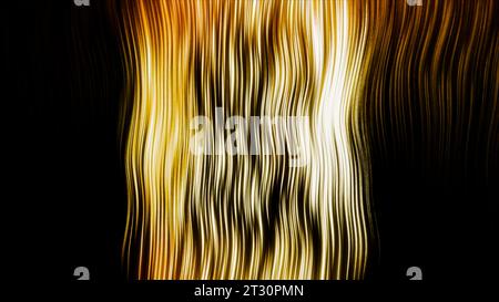 Schwarzer Hintergrund mit brillanter heller Animation. Bewegung. Türkisfarbene und violette vertikale Streifen, die sich in verschiedene Richtungen bewegen und die Farbe ändern. Stockfoto