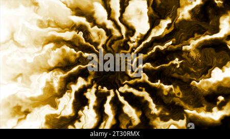 Gelber und roter Tunnel in der Abstraktion. Bewegung. Ein helles Portal aus Linien, das leuchtet und sich bewegt. Stockfoto