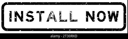 Schwarz grunge jetzt quadratische Gummidichtungsstempel auf weißem Hintergrund anbringen Stock Vektor