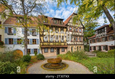 Fachwerkhäuser in der historischen Altstadt von Neustadt an der Weinstraße, Rheinland-Pfalz, Deutschland, Europa Stockfoto