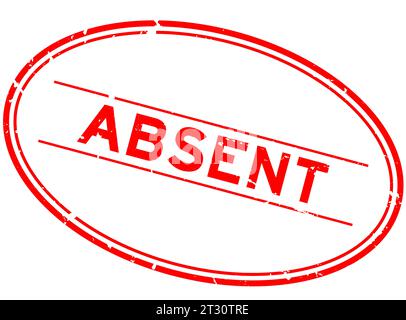 Grunge roter, abwesender Wort ovaler Gummisiegelstempel auf weißem Hintergrund Stock Vektor