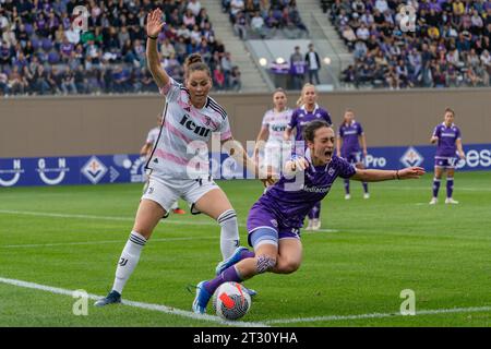 Florenz, Italien, 22. Oktober 2023: Michela Catena (10 Fiorentina) beim Spiel der Serie A Women League zwischen Fiorentina Women und Juventus Women im Viola Park in Florenz, Italien. (/SPP) Credit: SPP Sport Press Photo. /Alamy Live News Stockfoto