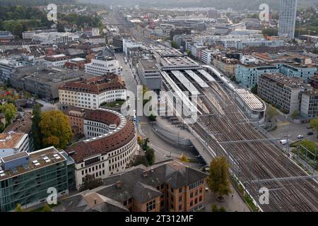 Blick auf den Bahnhof Winterthur (Schweiz) Stockfoto
