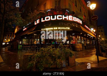 Le Louchebem ist ein traditionelles französisches Fleischrestaurant im Herzen der Hauptstadt in diesem Viertel von Les Halles, das als der Bauch von bezeichnet wurde Stockfoto