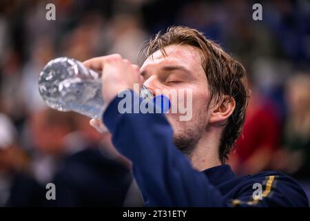 Antwerpen, Belgien. Oktober 2023. Kazach Alexander Bublik wurde nach dem Endspiel zwischen Bublik und Fils beim European Open Tennis ATP Turnier in Antwerpen am 22. Oktober 2023 aufgenommen. BELGA FOTO LAURIE DIEFFEMBACQ Credit: Belga News Agency/Alamy Live News Stockfoto