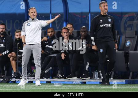 Charlotte, North Carolina, USA. Oktober 2023. Charlotte FC-Cheftrainer Christian Lattanzio während des MLS-Fußballspiels zwischen Inter Miami CF und Charlotte FC im Bank of America Stadium in Charlotte, North Carolina. Greg Atkins/CSM/Alamy Live News Stockfoto