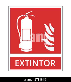 Feuerlöscher mit Feuersymbol. Stock Vektor