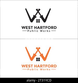 Logo-Design für Heimreparaturunternehmen in bunten und Schwarzweiß Stock Vektor