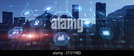 Business Technology Zertifizierung nach ISO-Standard 27001. Stockfoto