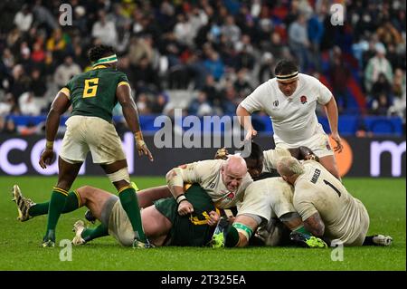 Saint Denis, Frankreich. Oktober 2023. Julien Mattia/Le Pictorium - England - Südafrika - Rugby-Weltmeisterschaft - 21/10/2023 - Frankreich/seine-Saint-Denis/Saint-Denis - Franz Malherbe, Jamie George, Joe Marler, Maro Itoje und Dan Cole im Halbfinale der Rugby-Weltmeisterschaft zwischen England und Südafrika im Stade de France am 21. Oktober 2023. Quelle: LE PICTORIUM/Alamy Live News Stockfoto