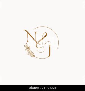 NJ Initial Hochzeit Monogramm Logo Design Ideen Stock Vektor
