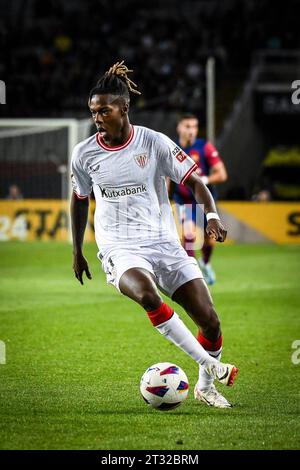 Barcelona, Spanien. Oktober 2023. Nico Williams (Athletic Club) während eines SEGUNDA FEDERACI'n RFEF-Spiels zwischen dem FC Barcelona und dem Athletic Club im Estadi Olímpic Lluis Companys in Barcelona, Spanien am 22. Oktober 2023. (Foto/Felipe Mondino) Credit: CORDON PRESS/Alamy Live News Stockfoto