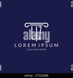 LZ-Logo-Monogramm mit säulenförmigem Design Vektor Stock Vektor