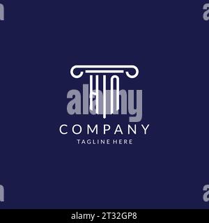 HN-Logo-Monogramm mit säulenförmigem Design Vektor Stock Vektor
