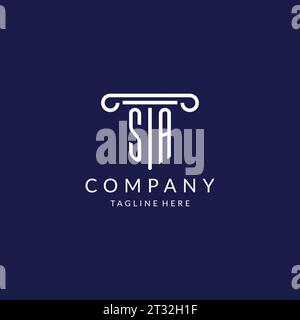 SA-Logo-Monogramm mit säulenförmigem Design Vektor Stock Vektor