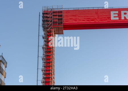 Göteborg, Schweden - Oktober 17 2021: Details zum Eriksberg-Gantrykran. Stockfoto