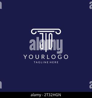 JO-Logo-Monogramm mit säulenförmigem Design Vektor Stock Vektor