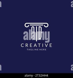 ND-Logo-Monogramm mit säulenförmigem Design Vektor Stock Vektor