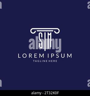 SM-Logo-Monogramm mit säulenförmigem Design Vektor Stock Vektor