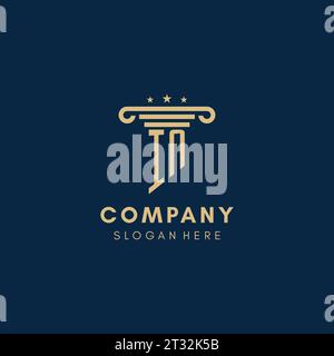 IM Monogramm-Initiallogo mit Säule und Sternen, Inspiration für das Design von Anwaltskanzleien Stock Vektor