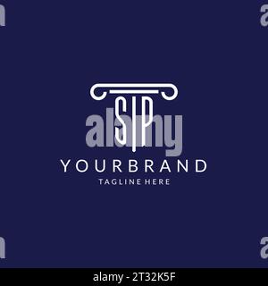 SP-Logo-Monogramm mit säulenförmigem Design Vektor Stock Vektor