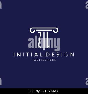 ZL-Logo-Monogramm mit säulenförmigem Design Vektor Stock Vektor