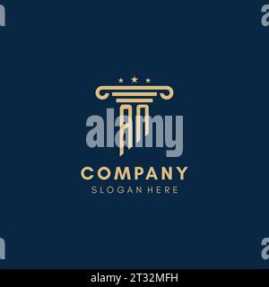 EIN Monogramm-Initiallogo mit Säule und Sternen, Inspiration für das Design von Anwaltskanzleien Stock Vektor
