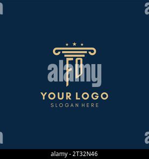 Erstes Logo mit Monogramm, Säule und Sternen, Inspiration für das Design von Anwaltskanzleien Stock Vektor