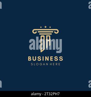 ODER Monogramm-Initiallogo mit Säule und Sternen, Inspiration für das Design von Anwaltskanzleien Stock Vektor