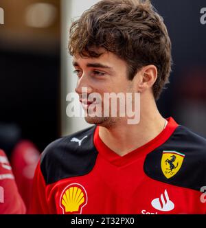 Austin, Texas - 22. Oktober 2023: Charles Leclerc Pilot des #16 Scuderia Ferrari F1-Autos, beim Lenovo Grand Prix der Vereinigten Staaten auf dem Circuit of the Americas. Quelle: Nick Paruch / Alamy Live News Stockfoto
