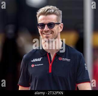 Austin, Texas - 22. Oktober 2023: Nico Hulkenberg, Fahrer des #27 MoneyGram Haas F1-Autos, beim Lenovo Grand Prix der Vereinigten Staaten auf dem Circuit of the Americas. Quelle: Nick Paruch / Alamy Live News Stockfoto