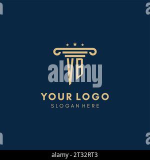 Erstes VB-Monogramm-Logo mit Säule und Sternen, Inspiration für das Design von Anwaltskanzleien Stock Vektor