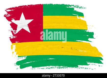 Togo-Flagge Hintergrund Pinselstrich 3D-Illustration mit Beschneidungspfad Stockfoto