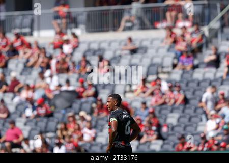 Sydney, Australien. Oktober 2023. Marcelo Guedes von den Wanderers sieht auf der A-League Men RD1 zwischen den Wanderers und Wellington Phoenix im CommBank Stadium am 22. Oktober 2023 in Sydney, Australien Credit: IOIO IMAGES/Alamy Live News Stockfoto