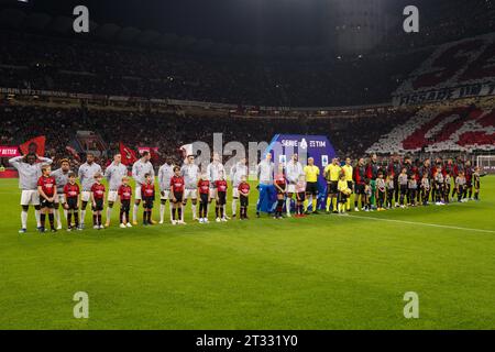 Mailand, Italie. Oktober 2023. AC Mailand und Juventus FC während des italienischen Meisterschaftsspiels Serie A zwischen AC Mailand und Juventus FC am 22. Oktober 2023 im San Siro Stadion in Mailand, Italien - Foto Morgese-Rossini/DPPI Credit: DPPI Media/Alamy Live News Stockfoto