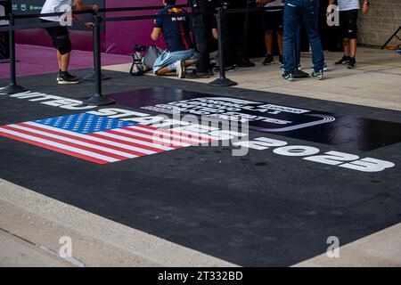 Austin, Texas, USA. Oktober 2023. Fahrerlager Atmosphäre. Während des Sonntagsrennens der FORMEL 1 LENOVO GRAND PRIX DER VEREINIGTEN STAATEN 2023 - 19. Oktober bis 22. Oktober 2023 Circuit of Americas, Austin, Texas, USA (Bild: © Alessio de Marco/ZUMA Press Wire) NUR ZUR REDAKTIONELLEN VERWENDUNG! Nicht für kommerzielle ZWECKE! Stockfoto