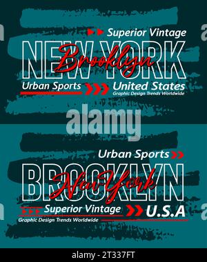 Brooklyn New York Urban Kalligraphy Schriftart Grunge Superior Vintage, Typografie, für T-Shirt, Poster, Labels, usw. Stock Vektor