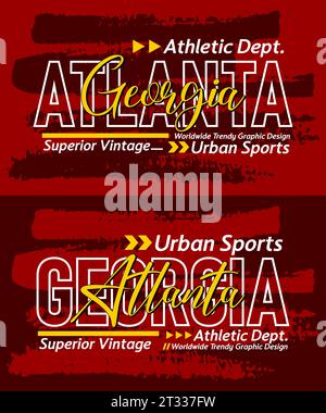 Atlanta Georgia urbane Kalligraphie Schriftart Grunge Superior Vintage, Typografie, für T-Shirt, Poster, Labels, usw. Stock Vektor